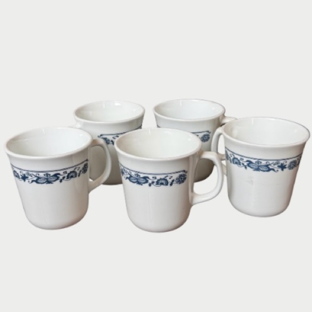 Corning Ware Old Town Blue Coffee Mugs Set of 5